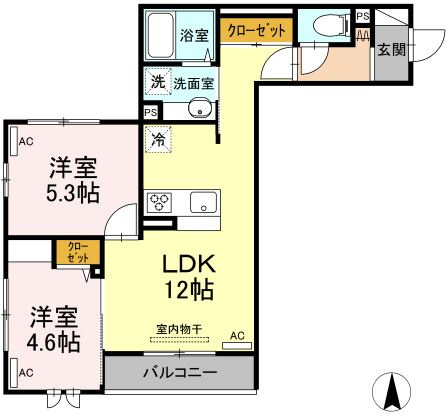クレールガーデンの間取り|南向きで日当たり良好です♪
