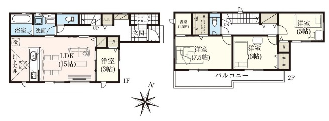 岡崎市細川町２期　新築分譲住宅　全2棟　1号棟の間取り