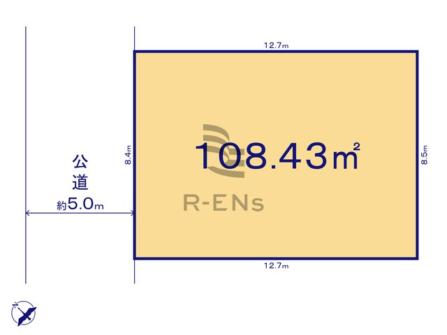 【土地図】 | 西東京市中町５丁目　売地 | 土地面積108.43ｍ2の広々とした建築条件無売地です