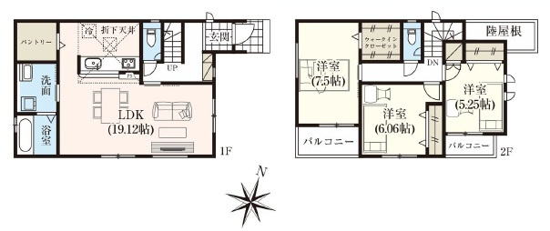 岡崎市細川町２期　新築分譲住宅　全2棟　2号棟の間取り