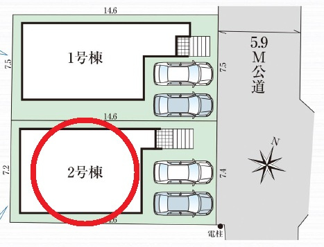 岡崎市細川町２期　新築分譲住宅　全2棟　2号棟の区画図