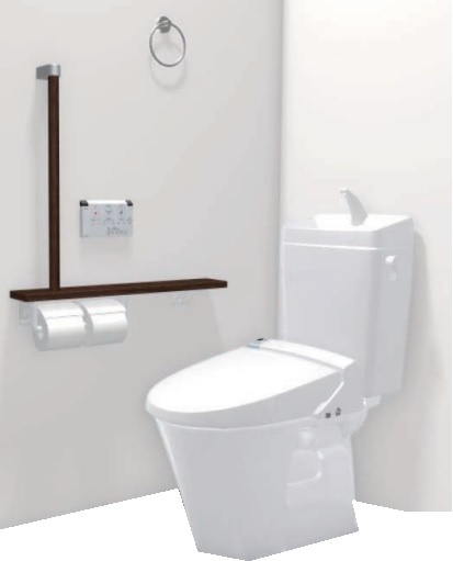 【内観：施工例】 | ライフフィールド岸城町　13号地 | 【トイレ】温水洗浄便座付のトイレで、冬の寒い時期でも快適！各階にトイレがあるので、朝の慌ただしい時間も安心です。（同仕様の設備）