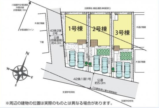 川越市笠幡　新築一戸建て　2号棟の区画図|２号棟