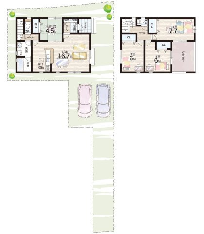 姫路市飾磨区堀川町　第1期　新築一戸建ての間取り|1号地