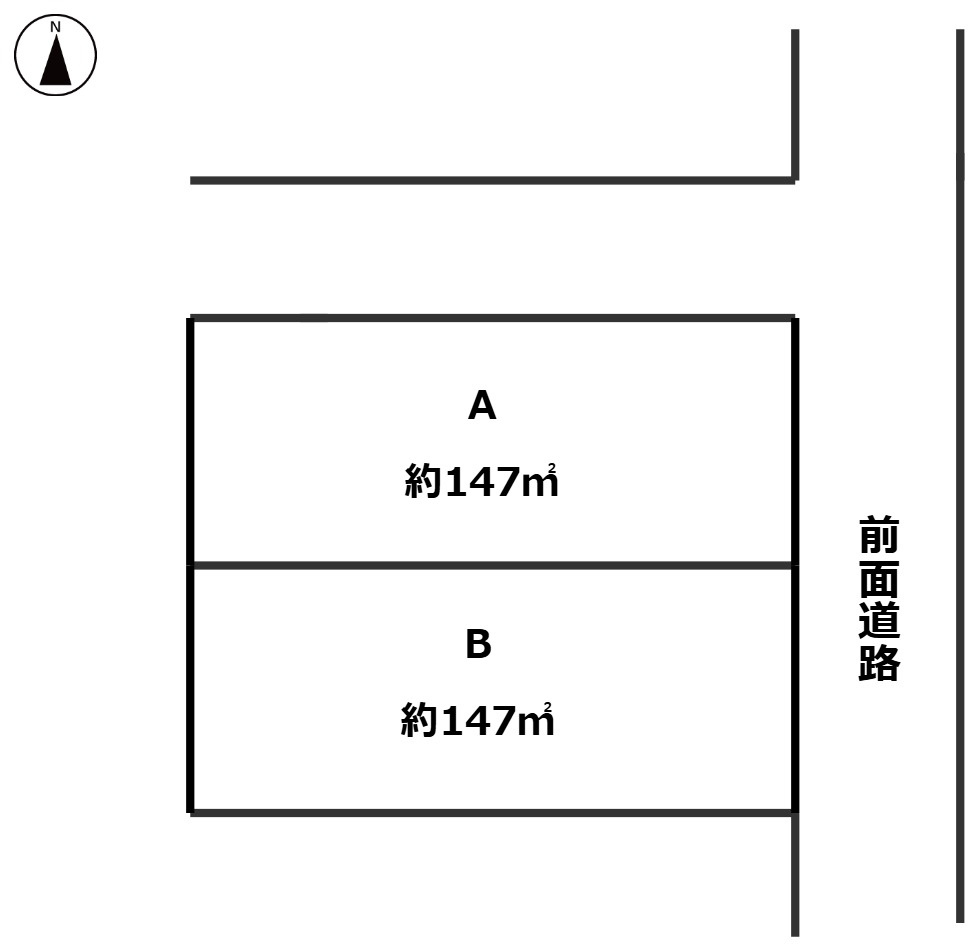 グラッド・タウンニュー三箇5丁目（建築条件付き土地）の土地図|■東向き　全２区画