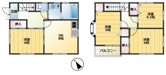 【間取り】 | 信森ハイツ | 4DK