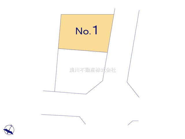 八王子市　山田町　新築一戸建ての区画図|～全2棟の新築戸建てが誕生　6ｍ道路に面している整形地～
