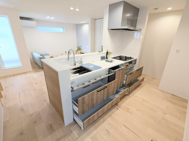 葛飾区亀有４丁目の新築戸建のキッチン|～パントリー付きキッチン写真～