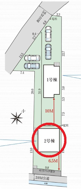 安城市赤松町4期　新築分譲住宅　全2棟　2号棟の区画図