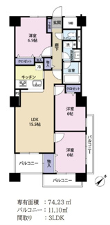 【間取り】 | モアクレスト相模原 | 南東向き　3LDK　３面採光　全居室採光有り　全居室６帖以上