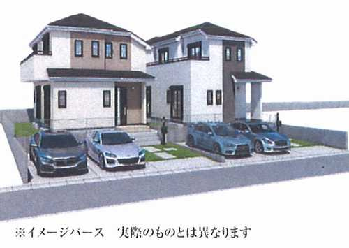 横浜市戸塚区汲沢町　新築戸建全2棟　1号棟の外観パース