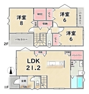 【間取り】 | 西京区川島三重町 | 《5号地》価格：6980万円　土地面積：131.37平米　延床面積：104.33平米（1F：53.82平米　2F:50.51平米）