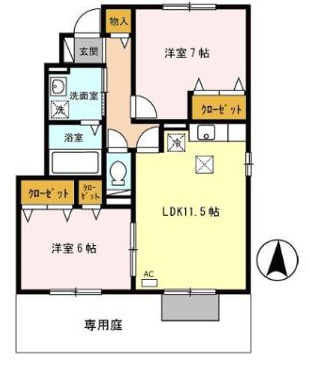 グランドゥール御津Ｂ棟の間取り