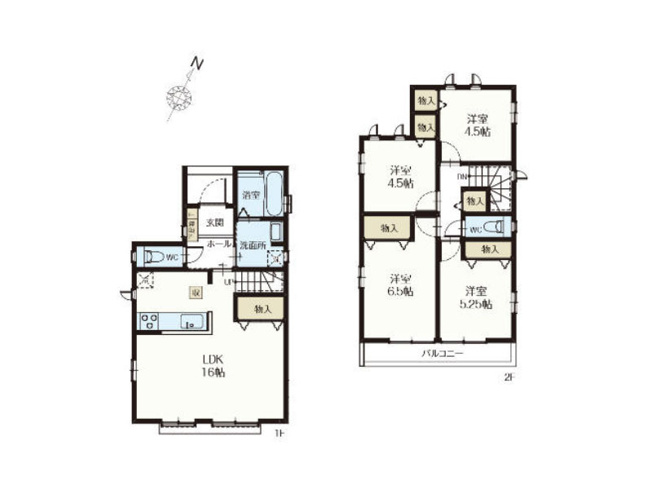 【間取り】 | 新座市石神4丁目　新築一戸建住宅　全13棟　(保谷店) | 1-J号棟/対面式キッチンとリビングイン階段のある住まい。ご家族との仲も自然と深まりそうです。※図面を基に作成しています。現況と異なる場合は現況を優先いたします。