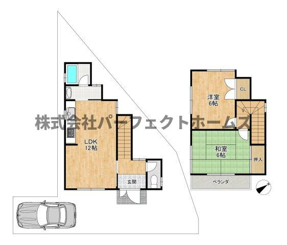 楠葉美咲1丁目戸建　賃貸の間取り