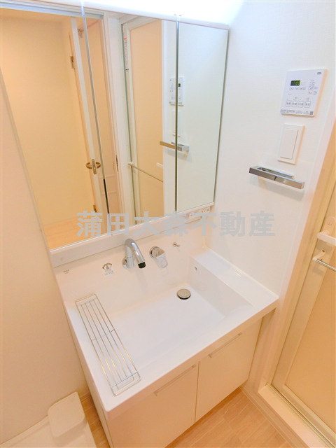 クリスタルパレス蒲西の洗面所|洗面脱衣所　3面鏡の独立洗面台