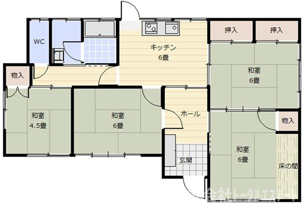 下関市小月南町中古平家建ての間取り