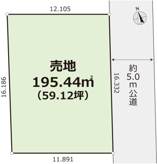 【土地図】 | ★建築条件無し売地★飯能駅まで徒歩4分！敷地59坪整形地