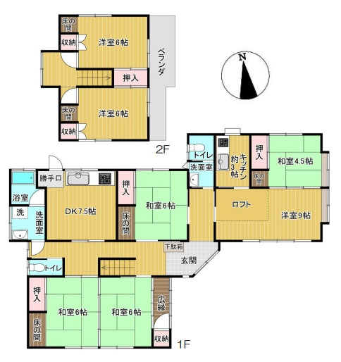 【中古戸建】桐生市相生町3丁目の間取り|■間取り図｜敷地面積：420.45㎡（約127.18坪）　建物面積：152.06㎡（約45.99坪）