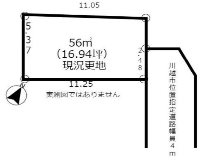 敷地面積16坪　売地　川越市砂新田