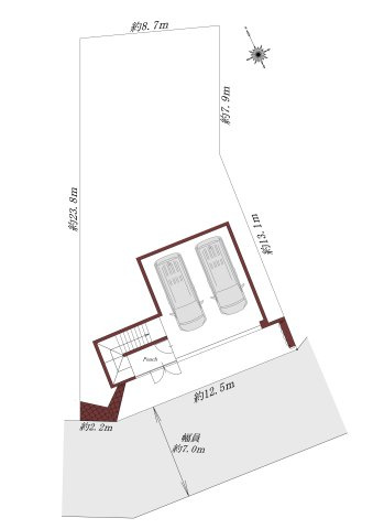 【ヴィレッタの杜】仁川町六丁目Ｄの区画図|2台分車庫あり