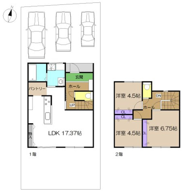 【土地図＋建物プラン例】 | 建築条件付き宅地　高知市南万々B号地 | プランです