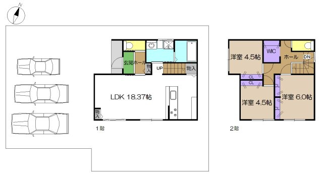 【土地図＋建物プラン例】 | 建築条件付き宅地　高知市南万々D号地 | プランです