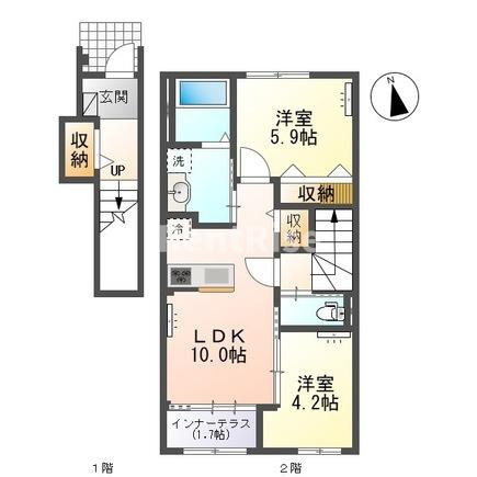 小信中島郷西新築アパートの間取り|間取図