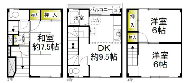 【間取り】 | 境川テラスハウスB-3