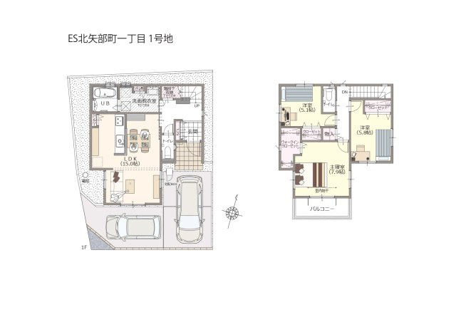 【間取り】 | 清水区北矢部町一丁目　新築戸建　1号棟 | 使い勝手の良い3LDK♪お子様の成長に合わせて使うお部屋を選べます♪