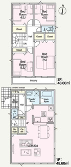 【間取り】 | 【仲介手数料無料！！】多摩市桜ケ丘1丁目　新築戸建て（全2棟）2号棟　6090万円 | 2号棟