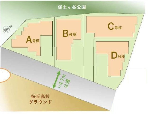 【横浜市保土ケ谷区花見台2-3全4棟新築戸建て】★仲介手数料無料★（桜台小学校・岩崎中学校）の区画図