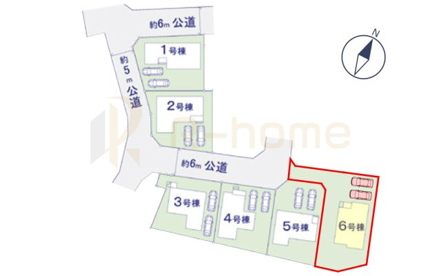 土浦市上高津2期　新築戸建て　6号棟の区画図|大きなお買い物だからこそ、メリット・デメリットを伝えさせて頂きます。
R-homeにお任せください♪