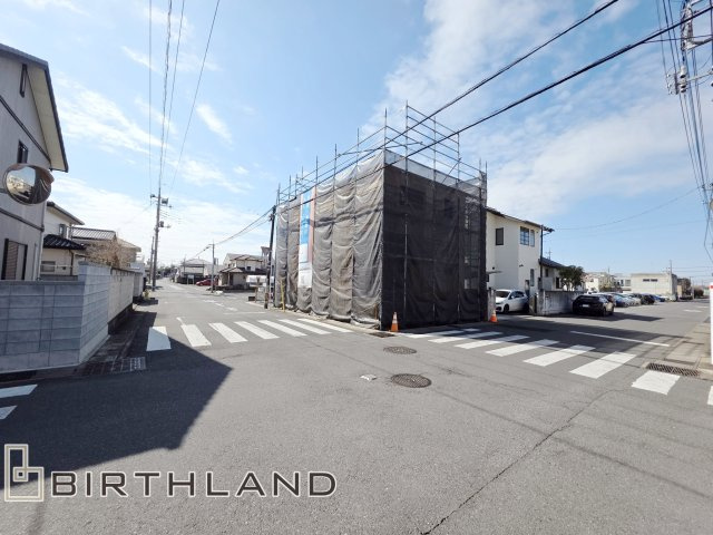 新築戸建・新築建売　佐野市天神町第5　城北小学校・西中学校の外観|陽当たり良好な角地物件です！上棟致しました！現地ご案内可能です！