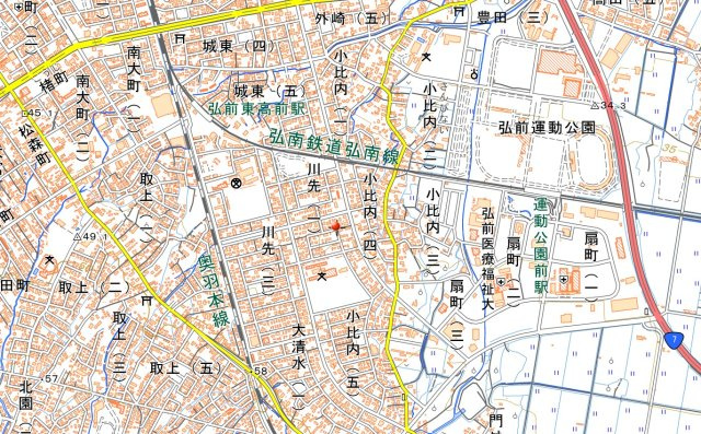 青森県弘前市　一棟アパートの地図