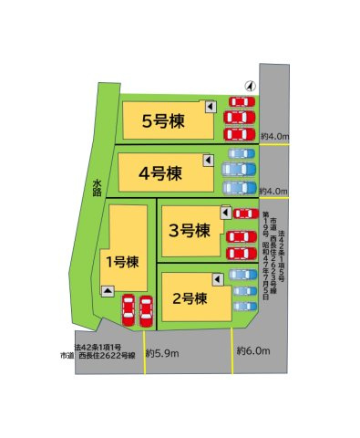 福岡市南区西長住2丁目第2-5棟（2号棟）の区画図|配置図