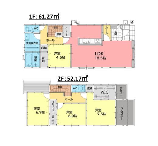 福岡市南区西長住2丁目第2-5棟（4号棟）の間取り|全居室収納付きで便利です。