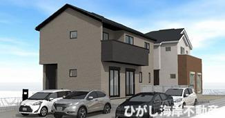 茅ヶ崎市萩園　新築戸建　全２棟の外観パース|イメージパスですので実際のものと多少異なります。　
