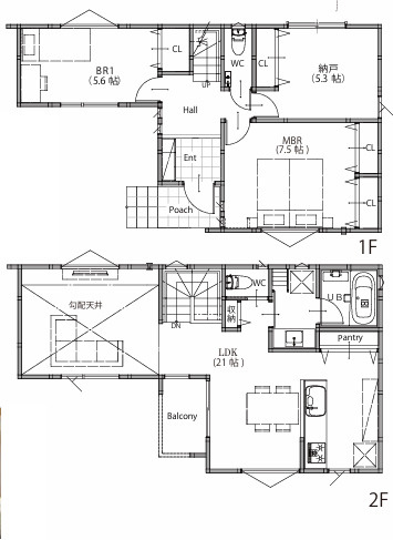 藤沢市辻堂１丁目　新築戸建　全２棟の間取り|2SLDK