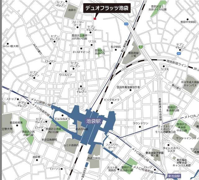 デュオフラッツ池袋の地図