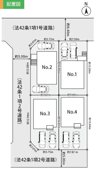平塚市御殿４丁目新築戸建て　№1の区画図|区画図「平塚市御殿4丁目新築戸建て」