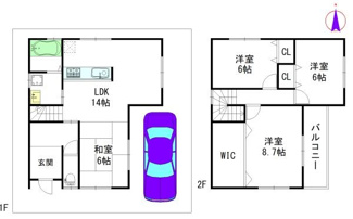 【その他】 | 建物参考プラン：間取り4LDK、木造2階建、建物面積延95.58平米（1F47.38平米、2F48.19平米）