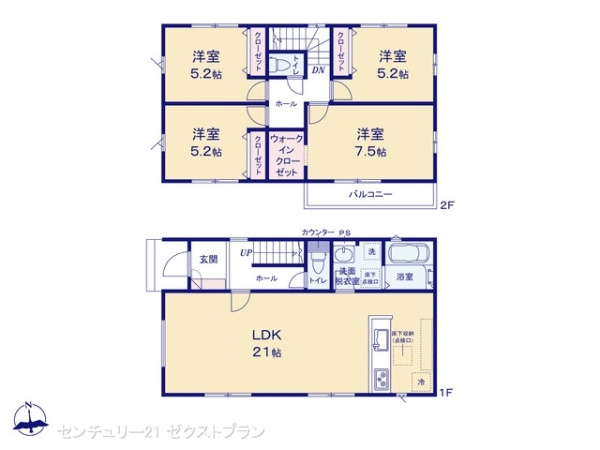 前橋市北代田町2期 1号棟の間取り|図面と異なる場合は現況を優先