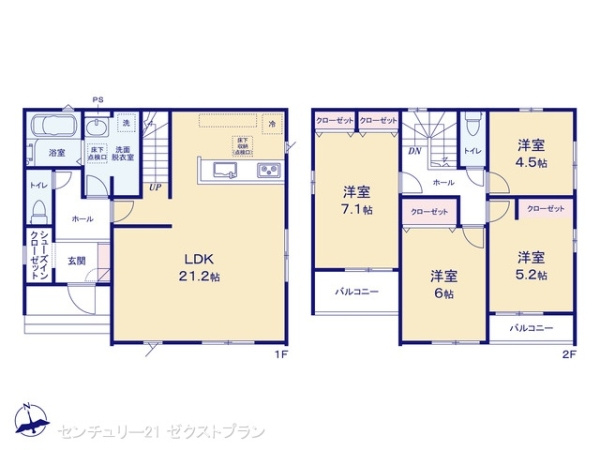 前橋市北代田町1期 3号棟の間取り|図面と異なる場合は現況を優先