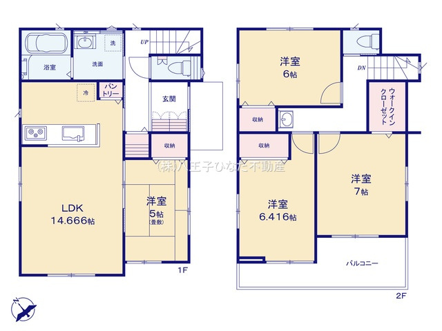 『八王子市新築戸建て』八王子市戸吹町1971【仲介手数料無料】の間取り|～仲介手数料無料☆八王子ひなた不動産～八王子市戸吹町　新築戸建て