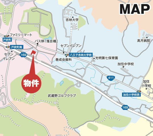 『八王子市新築戸建て』八王子市戸吹町1971【仲介手数料無料】の地図|～仲介手数料無料☆八王子ひなた不動産～八王子市戸吹町　新築戸建て