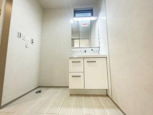 【東村山市萩山町Ⅴ期の洗面所|使いやすいタイプの洗面化粧台のあるランドリースペース