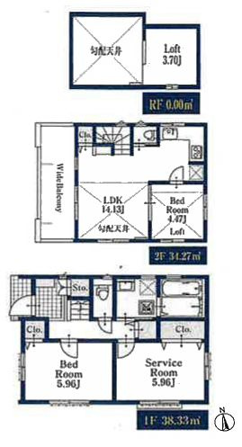 江戸川区東葛西1丁目新築分譲住宅の間取り|2号棟間取り