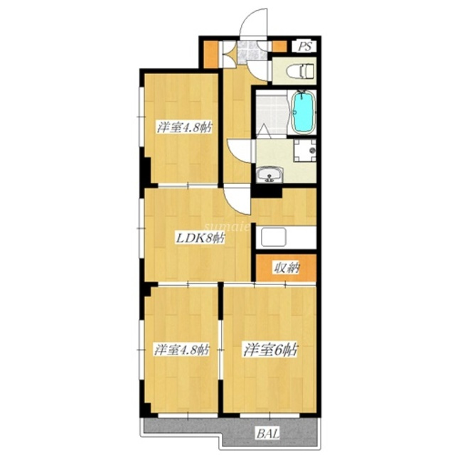 カーサフィオーレの間取り|2面採光の角部屋です☆