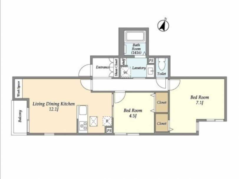 サンセリテ東が丘弐番館　新築　ネット無料　オートロックの間取り